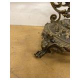 Vintage Ornate Cast Metal Trumpet Vase Footed Bronze Tone