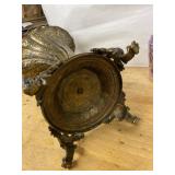 Vintage Ornate Cast Metal Trumpet Vase Footed Bronze Tone
