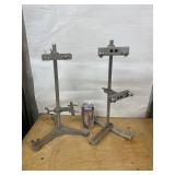 Vintage Clock Movement Holding Stands Lot of 2 Adjustable Repair Tools