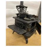 Crescent Cast Iron Toy Cook Stove Miniature w Pots Pans & Accessories