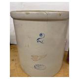 Red Wing Potteries 2 Gallon Stoneware Crock Wing Mark Hairline Rim Crack
