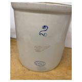 Red Wing Pottery 2 Gallon Stoneware Crock Wing Mark Hairline