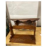 Lot Including Vintage Carved Wood Wall Shelf & Hanging Rack Decor