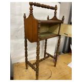 Antique Wood Smoking Stand Tobacco Cabinet Turned Spindles Good