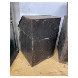 Antique Japanned Tin Storage Bins Pair Hinged Lids Embossed Decor