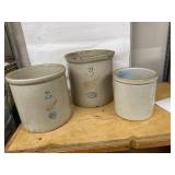 Red Wing Stoneware Crocks 2 Gallon & 3 Gallon Plus Unmarked Crock