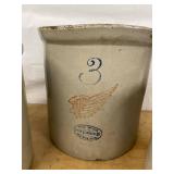 Red Wing Stoneware Crocks 2 Gallon & 3 Gallon Plus Unmarked Crock