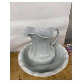 J&G Meakin Ironstone Pitcher Bowl Wash Set White Antique Good
