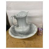 J&G Meakin Ironstone Pitcher Bowl Wash Set White Antique Good