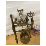 Vintage Cast Brass Wall Mount Bell with Angel Figure Latin Motto