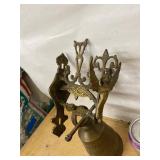 Vintage Cast Brass Wall Mount Bell with Angel Figure Latin Motto