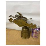 Vintage Cast Brass Wall Mount Bell with Angel Figure Latin Motto