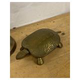 Lot Including Brass Hand Bell Elephant Bank Turtle Trinket Box