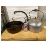 Lot Including Griswold Cast Iron Dutch Oven Kettle & Ice Tongs Fair