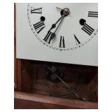 Antique Wood Mantel Shelf Clock Roman Dial Pendulum Approx. 11in