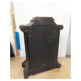 Antique Black Mantel Shelf Clock Roman Dial Pendulum Gong Approx 16in