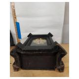 Antique Black Mantel Shelf Clock Roman Dial Pendulum Gong Approx 16in