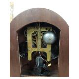 Sessions Mantel Clock Arched Wood Case Brass Bezel Approx 14in Tall