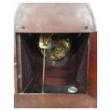 New Haven Peale Mantel Clock Inlaid Wood Case 8 Day Strike See Photos