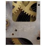 William Gilbert mantel clock movement in case, missing dial, parts
