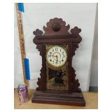 Welch Gingerbread Parlor Mantel Clock Walnut Case approx 25in