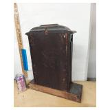 Antique Wooden Mantel Clock Roman Dial Pendulum Approx 18in Untested