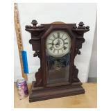 Antique Victorian Gingerbread Mantel Shelf Clock w Glass Door Fair