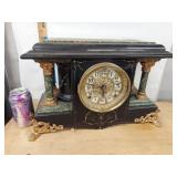 Seth Thomas Adamantine Mantel Clock Black Green Marble Finish