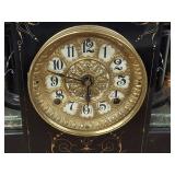 Seth Thomas Adamantine Mantel Clock Black Green Marble Finish