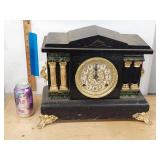 Sessions Antique Mantel Clock Black Case Ornate Dial Untested