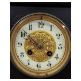 Antique Black Mantel Clock Column Case Dual Wind Untested See Photos