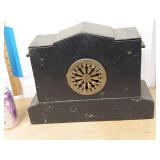 Antique Black Mantel Clock Column Case Dual Wind Untested See Photos
