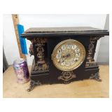 Seth Thomas Antique Adamantine Mantel Clock Black Case Approx 15in