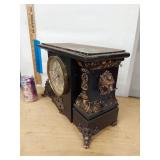 Seth Thomas Antique Adamantine Mantel Clock Black Case Approx 15in