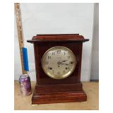 Seth Thomas Sonora Chime Mantel Clock Figured Wood Case Approx 15.5in