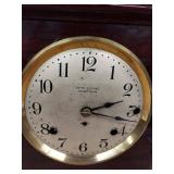 Seth Thomas Sonora Chime Mantel Clock Figured Wood Case Approx 15.5in