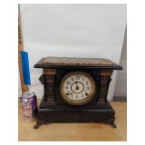 Seth Thomas Antique Mantel Clock Marble Top Black Case Approx 16in