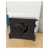 Seth Thomas Antique Mantel Clock Marble Top Black Case Approx 16in