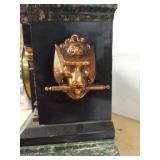 Seth Thomas Adamantine Mantel Clock Faux Marble Lion Handles See Photos