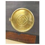 Seth Thomas Adamantine Mantel Clock Faux Marble Lion Handles See Photos