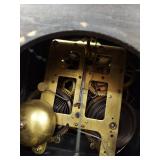 Seth Thomas Adamantine Mantel Clock Faux Marble Lion Handles See Photos