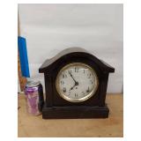 Seth Thomas Tambour Mantel Clock Wood Case Mechanical Chime See Photos