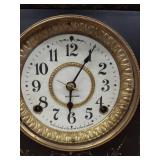 Seth Thomas Adamantine Mantel Clock Faux Marble Columns Approx 12in