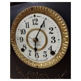 Seth Thomas Adamantine Mantel Clock Faux Marble Columns Approx 12in