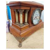 Seth Thomas Adamantine Mantel Clock Ornate Column Case Antique