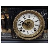 Antique Victorian Style Mantel Clock Black Case Marbleized Columns