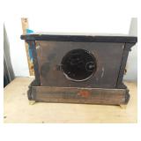 Antique Victorian Style Mantel Clock Black Case Marbleized Columns