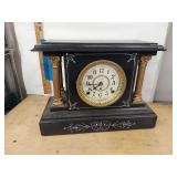 Seth Thomas Mantel Clock Black Adamantine Column Case Untested Fair