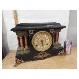 Seth Thomas Adamantine Mantel Clock Black Case Approx Antique