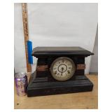 Seth Thomas Adamantine Mantel Clock Black Faux Marble Antique